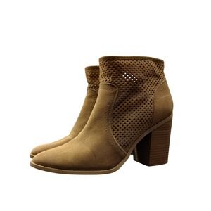 UThread Womens Size 8M Brown Ankle Boot Round‎ Toe Block Heel Zipup #792